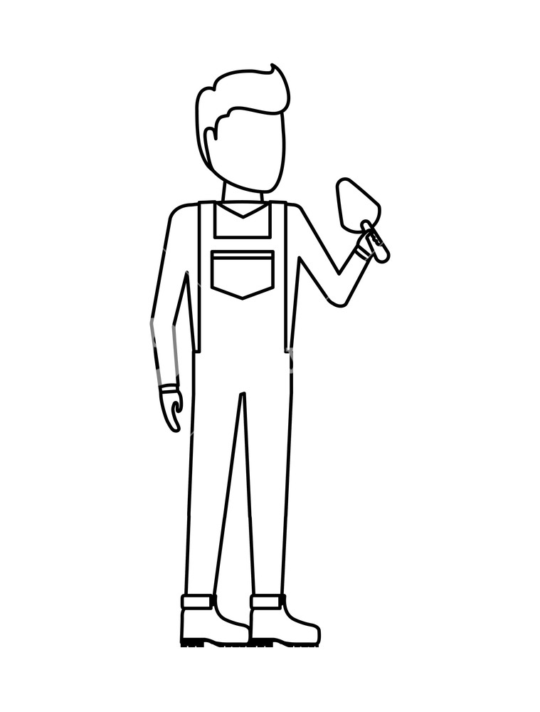 759x1000 Worker Construction Man With Spatula Vector Illustration Design