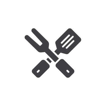 450x450 Crossed Bbq Fork And Spatula Vector Icon Filled Flat Sign