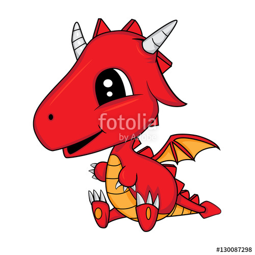 500x500 Illustration Of Cute Cartoon Baby Dragon Vector Stock