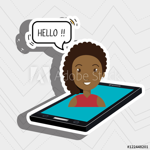 500x500 Cellphone Woman Speech Speak Vector Illustration