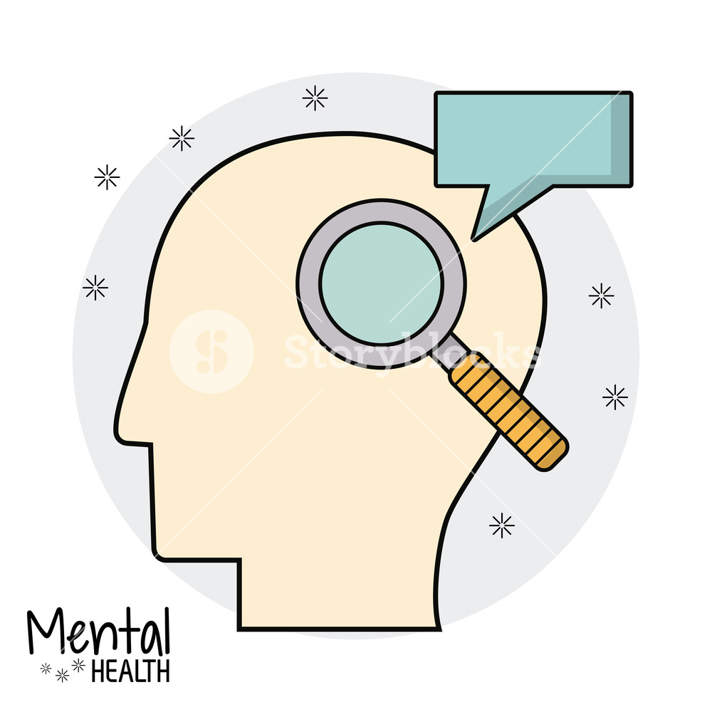 1000x1000 Mental Health Head Search Speak Vector Illustration Royalty