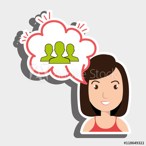 500x500 Woman Technology Bublle Speak Vector Illustration Design