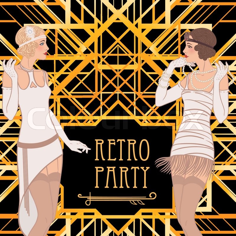 800x800 Flapper Girl Retro Party Invitation Stock Vector Colourbox