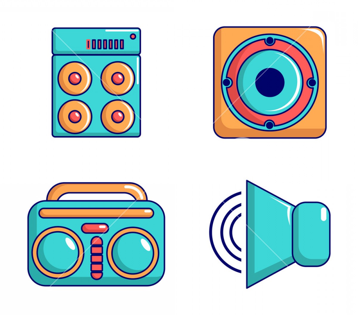 1200x1056 Speaker Icon Set Cartoon Set Of Speaker Vector Icons For Web