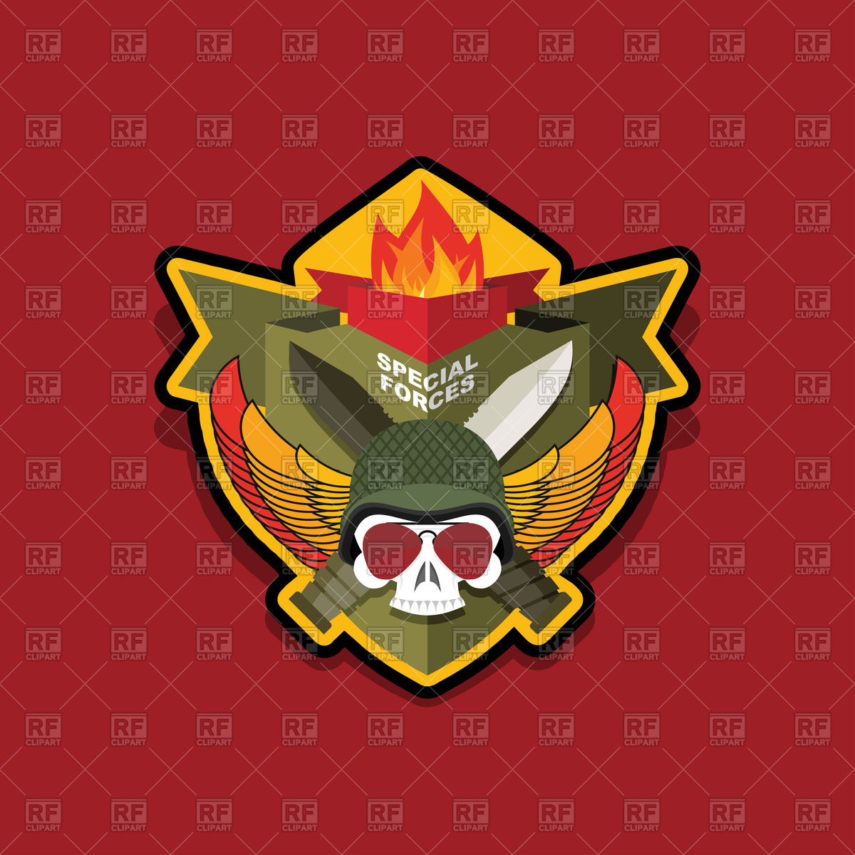 1200x1200 Special Forces Emblem, Military Logo, Skull And Helmet Vector
