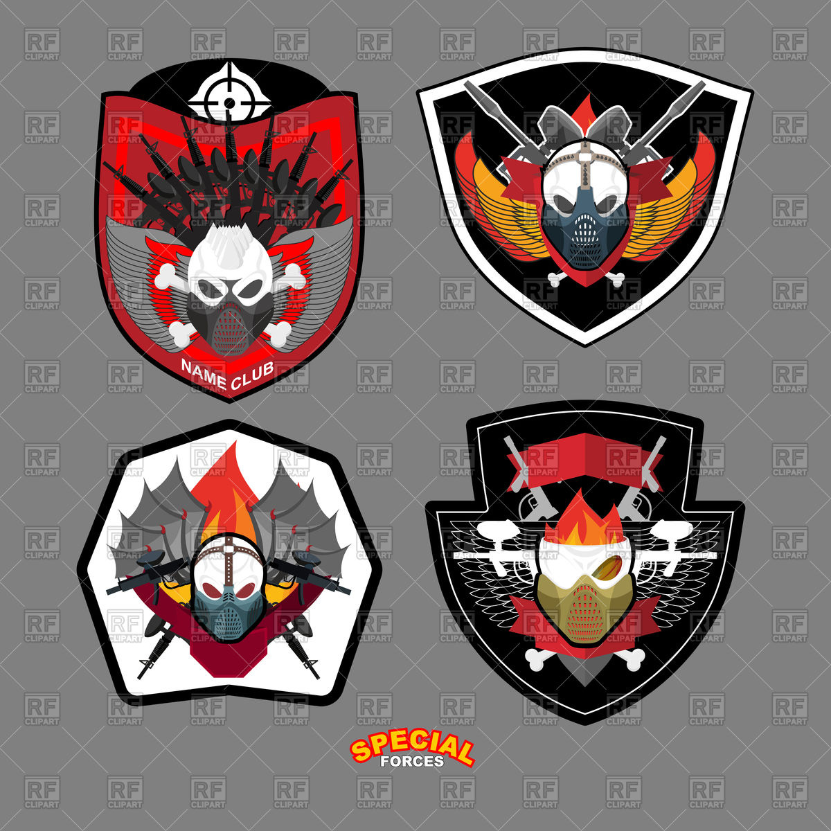 1200x1200 Army Emblem Set Special Forces Patch With Skull And Guns Vector