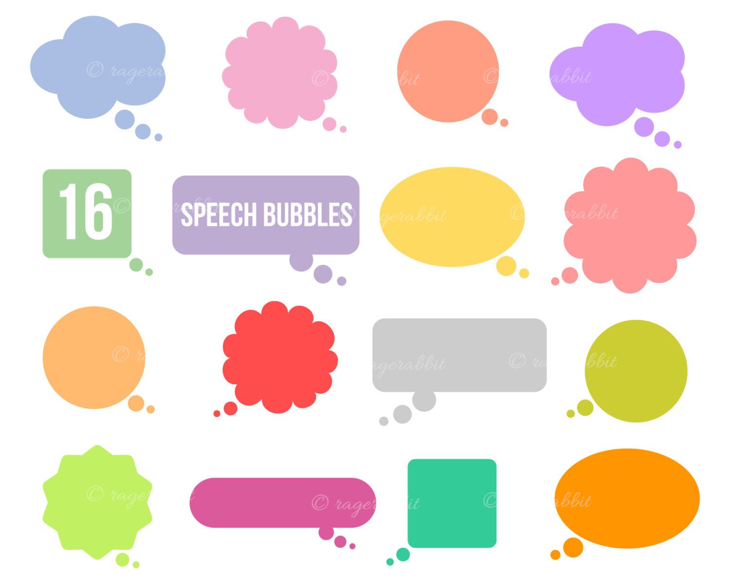 1500x1200 Speech Balloons Vector Illustrations, Cliparts, Clip Arts, Colored