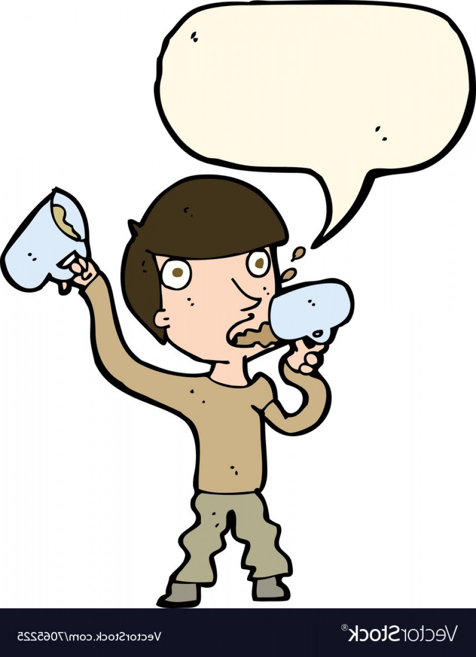 938x1296 Cartoon Man Drinking Beer With Speech Bubble Vector Studiogrfx