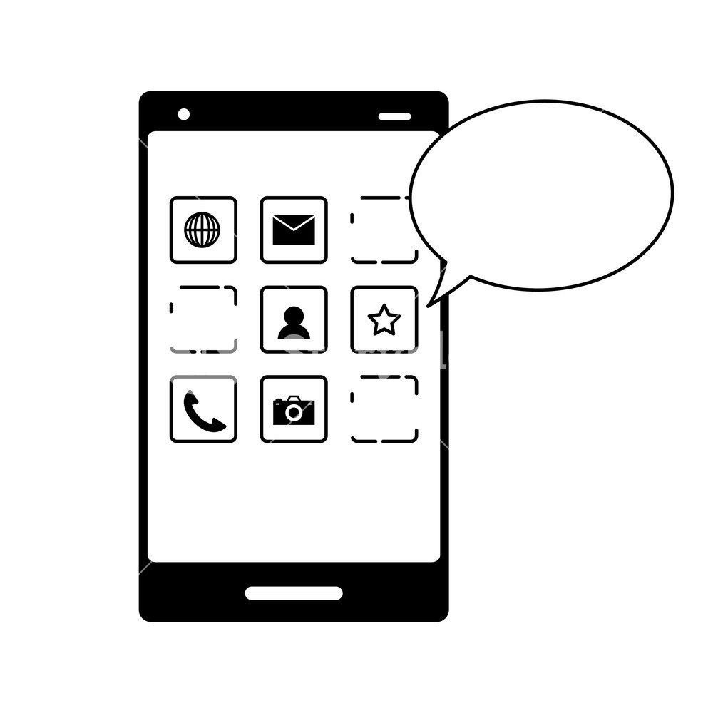 1000x1000 Mobile App Development Speech Bubble Vector Illustration Royalty