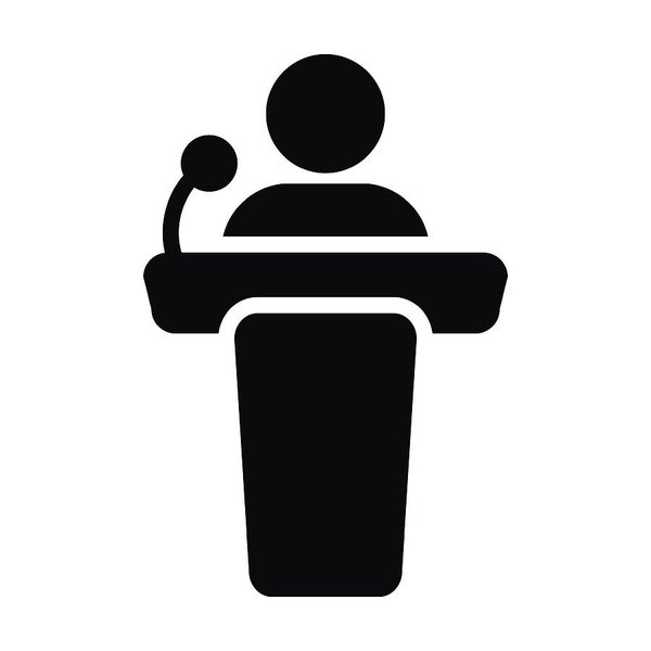 600x600 Podium Icon Vector Person Public Speech In Glyph Pictogram Symbol