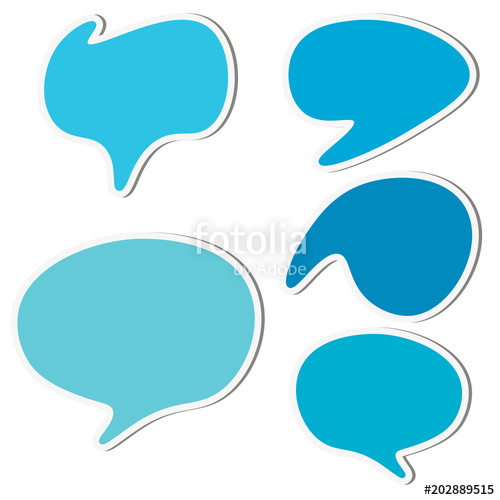 500x500 Set Of Blue Round Sticker Speech Bubbles Isolated On White