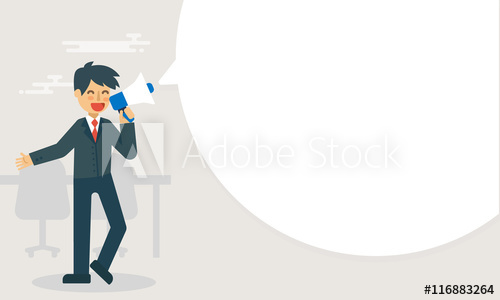 500x300 Businessman Hold A Megaphone Announce With Big Bubble Speech