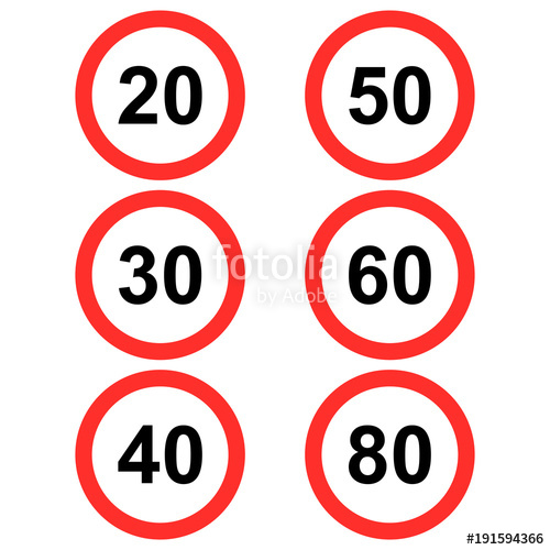 500x500 Speed Limit Icon Set, Road Sign, Vector Stock Image And Royalty