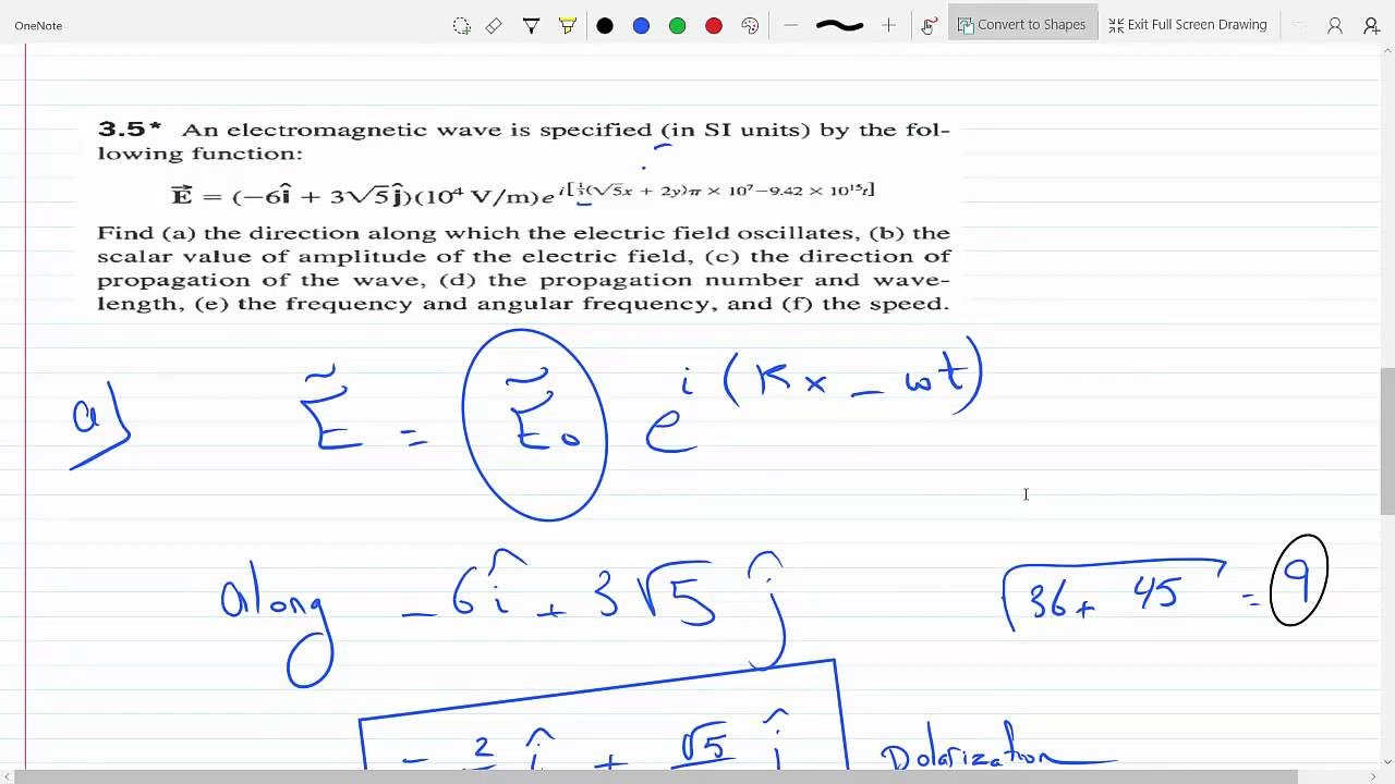 1280x720 Find Direction Of E Field Amplitude Propagation Vector Frequency