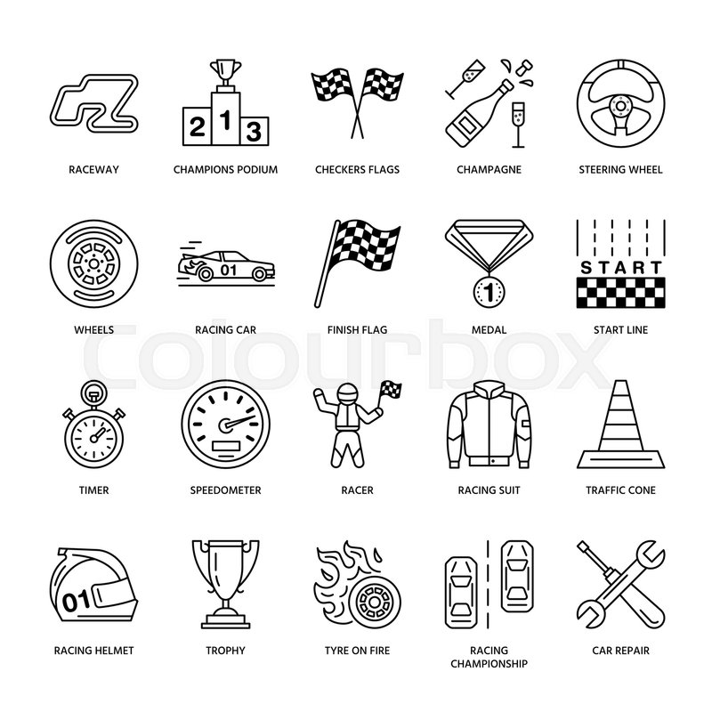 800x800 Car Racing Vector Line Icons Speed Stock Vector Colourbox