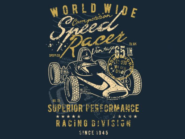 600x450 Speed Racer Vintage T Shirt Template Vector