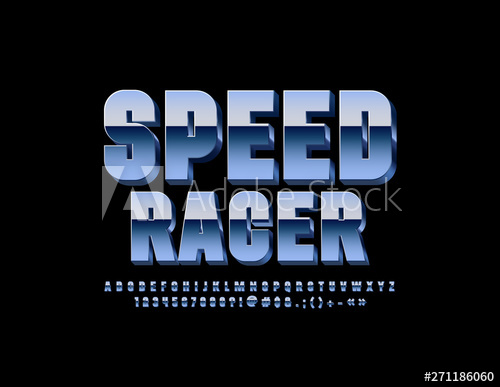 500x387 Vector Metallic Sign Speed Racer With Chrome Font Silver