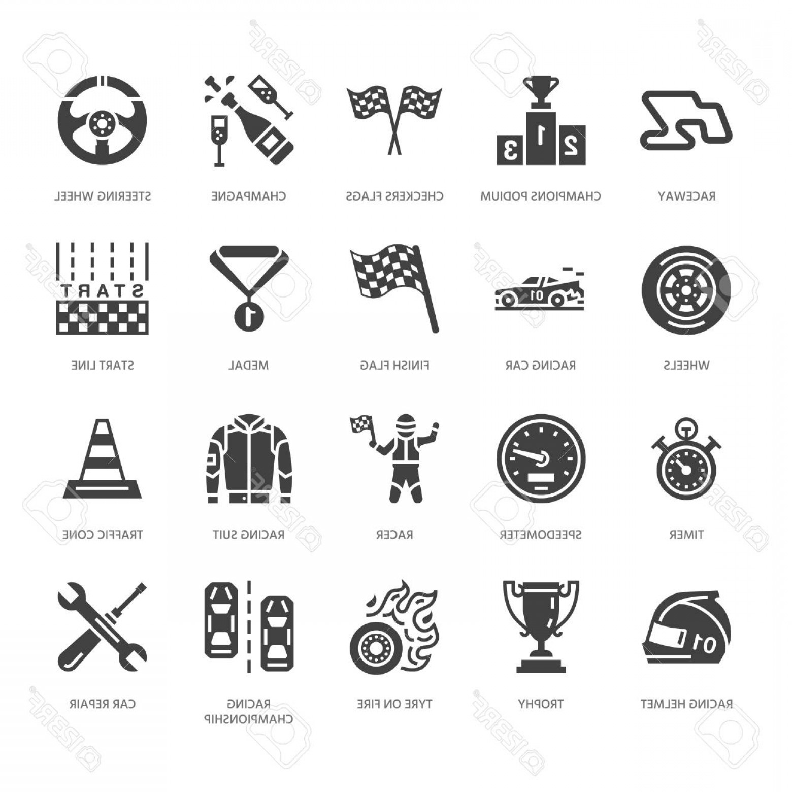 1560x1560 Photostock Vector Car Racing Vector Flat Glyph Icons Speed Auto