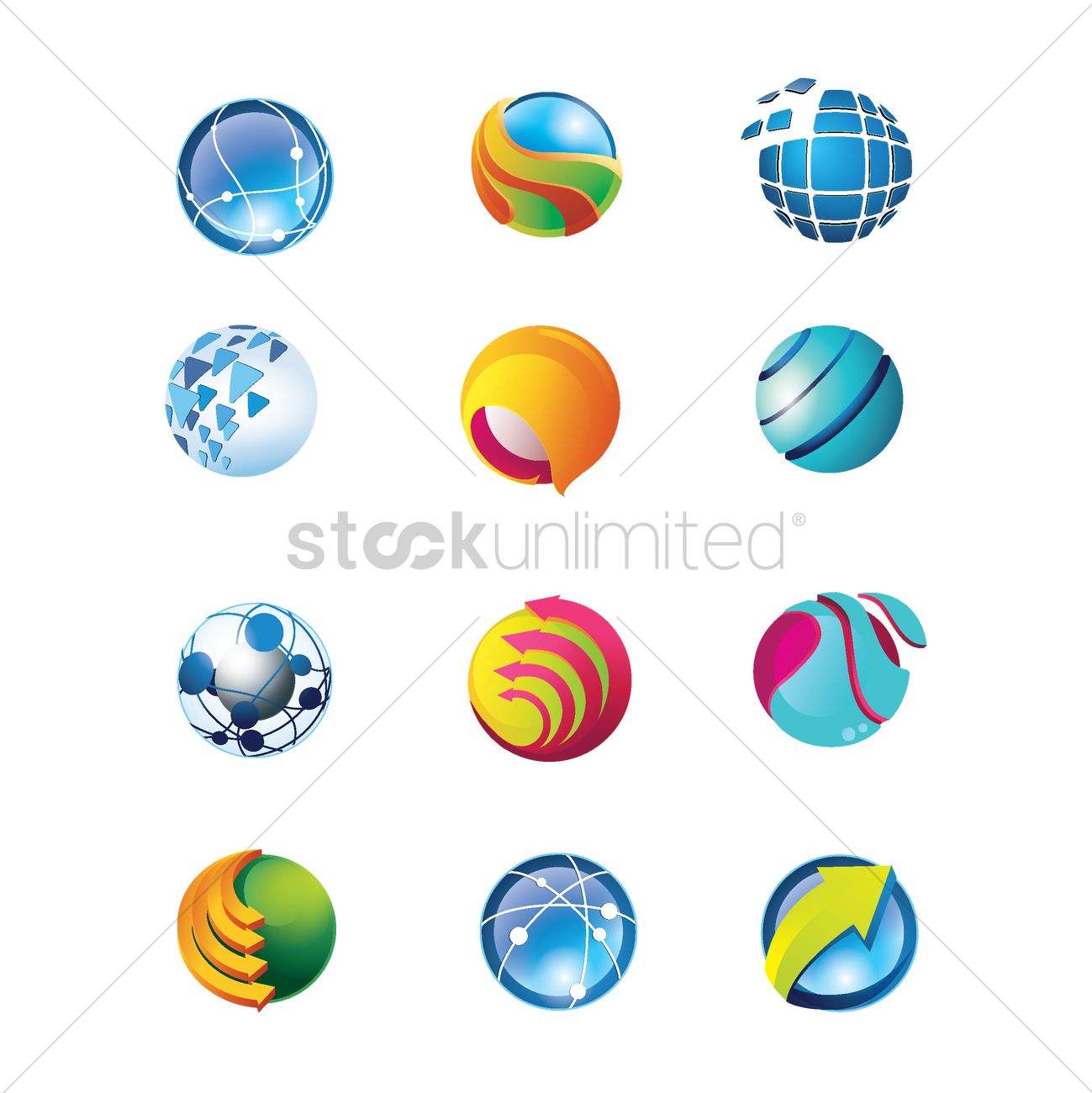 1299x1300 Spherical Logo Element Design Collection Vector Image