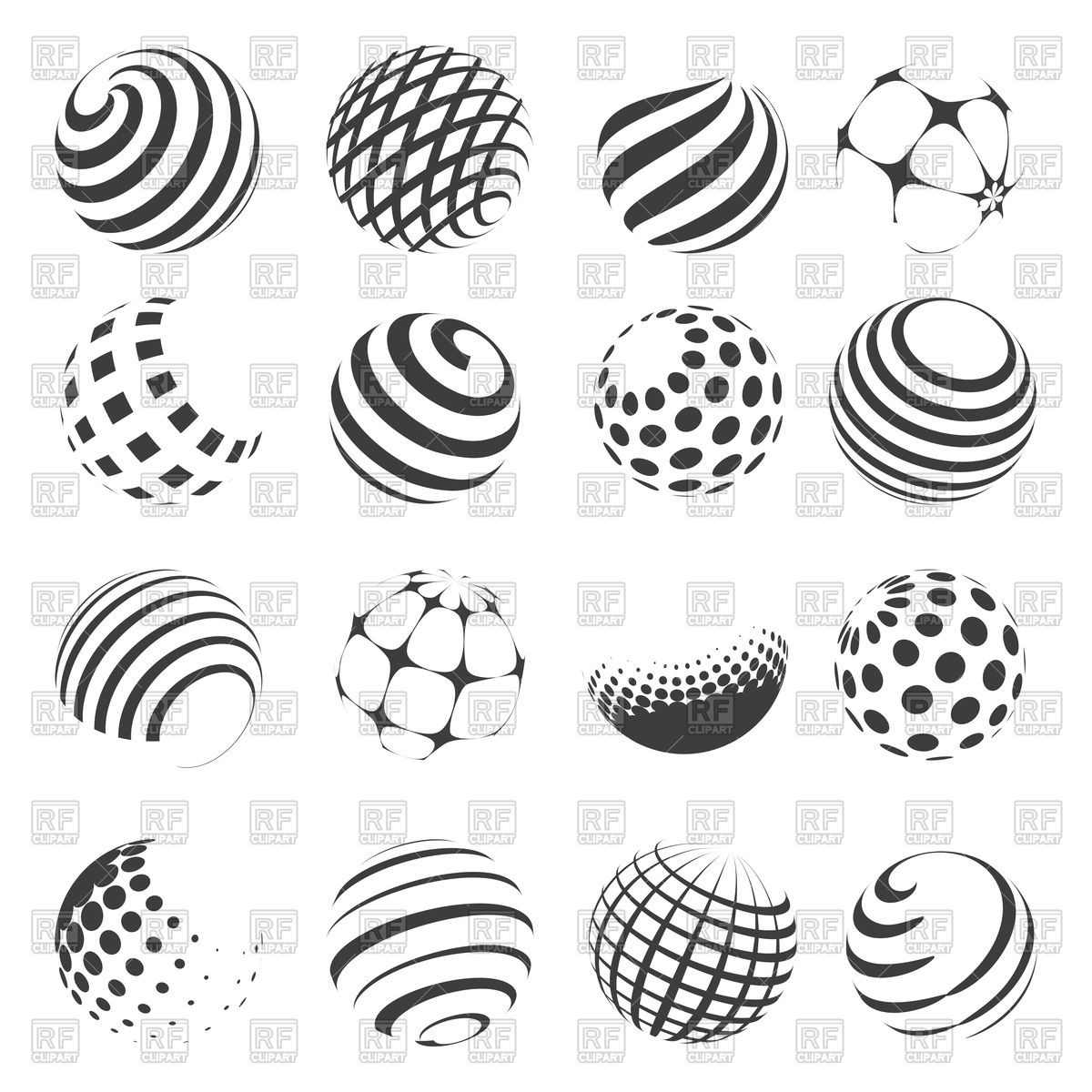 1200x1200 Halftone Black And White Sphere Set Vector Image Of Design