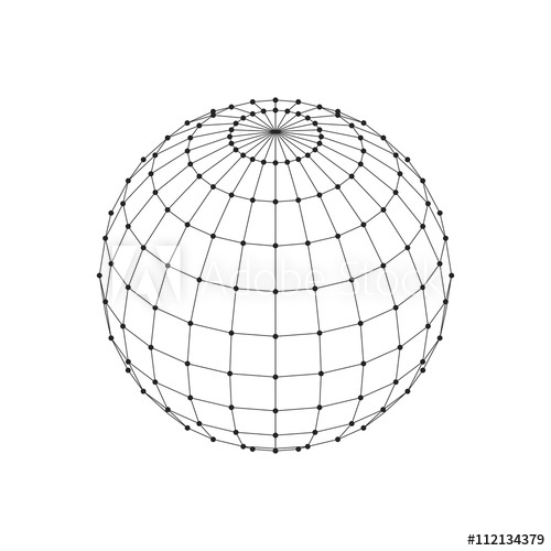 500x500 Wireframe Mesh Polygonal Sphere Network Line, Hud Design