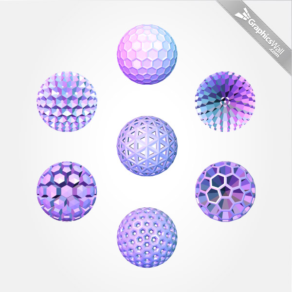 600x600 Polygonal Sphere Vector Set Graphicswall