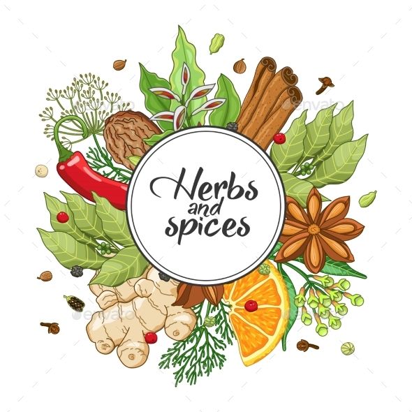 590x590 Spices And Herbs Jar Labels Colored Vector Condiment Bakery Set
