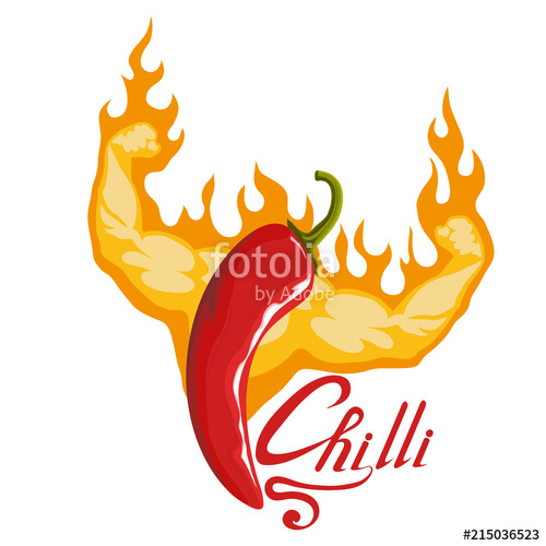 500x500 Hand Drawn Red Hot Pepper Spicy Ingredient Chili Logo Spice Hot
