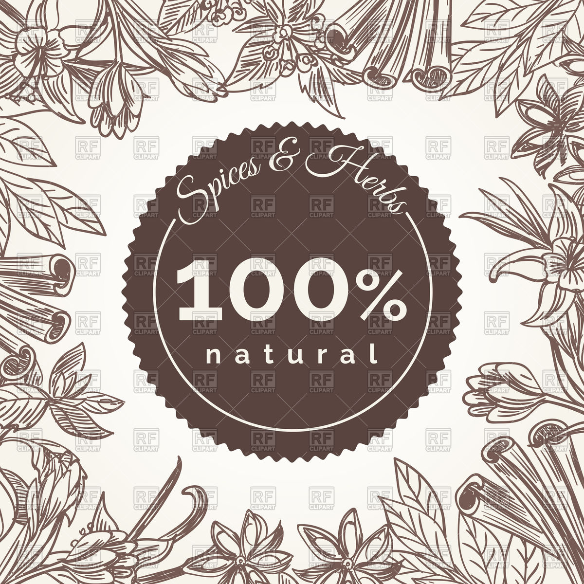 1200x1200 Herbs And Spices Hand Drawn Frame Poster Vector Image