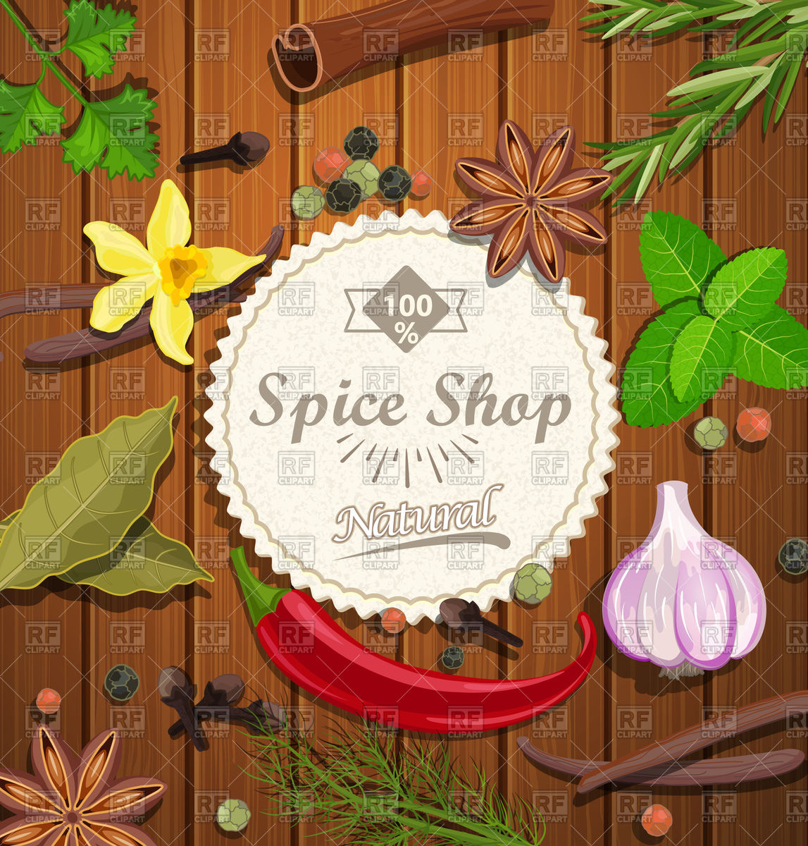 Spice Shop Paper Emblem With Different Spices Vector Image Of Food 1147x1200 Spice Shop Paper Emblem With Different Spices Vector Image Of Food