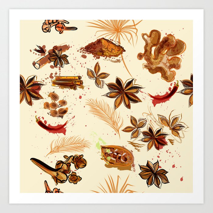 World Of Spices Vector Design Art Print 700x700 World Of Spices Vector Design Art Print