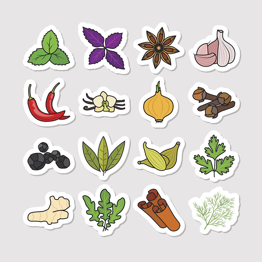 Herbs And Spices Vector Stickers 900x900 Herbs And Spices Vector Stickers