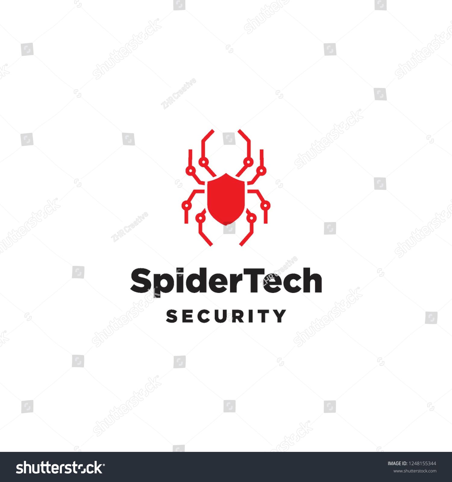 1500x1600 Spider Technology And Shield Logo Icon Vector Inspiration