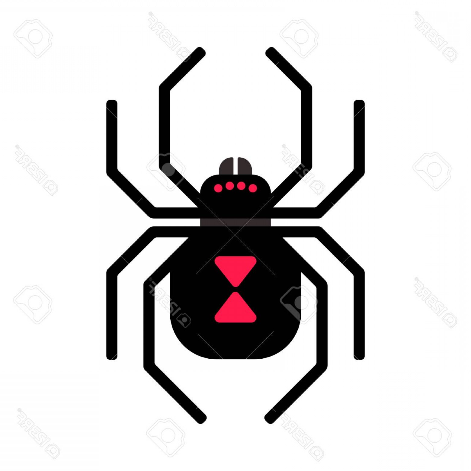 1560x1560 Photostock Vector Black Widow Spider Cartoon Icon Isolated