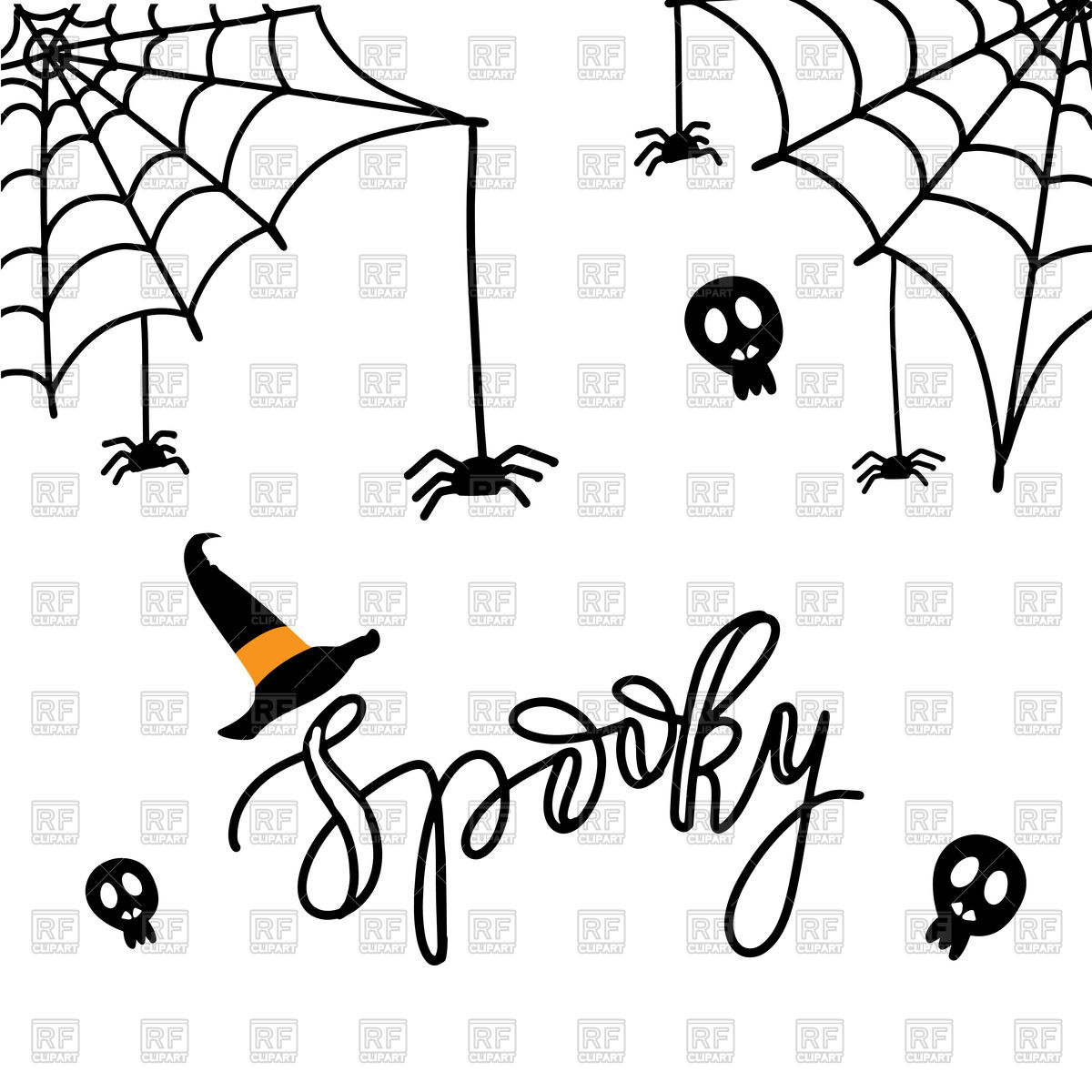 1200x1200 Cute Spiders And Web Background With Text Vector Image