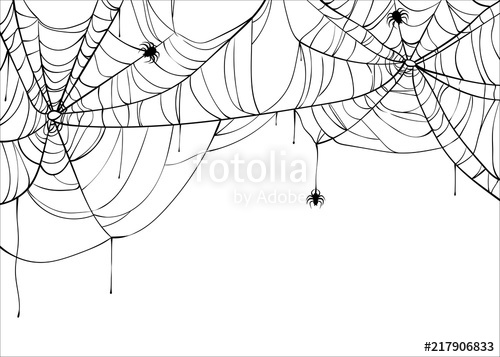 500x357 Halloween Spiderweb Vector Background With Spiders, Copy Space
