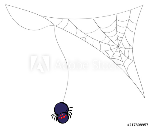 500x428 Spider Hanging From A Web Corner Accent