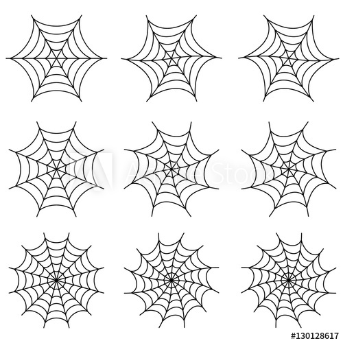 500x500 Set Of Spider Webs Vector Illustration