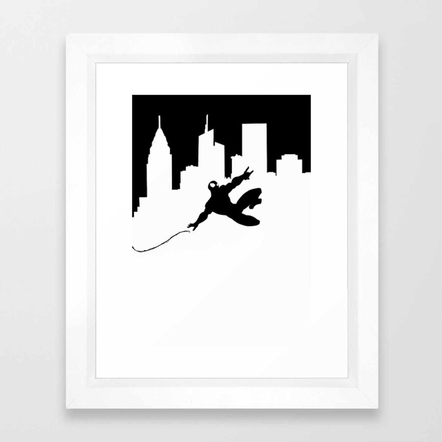 1500x1500 Spider Man Silhouette Framed Art Print