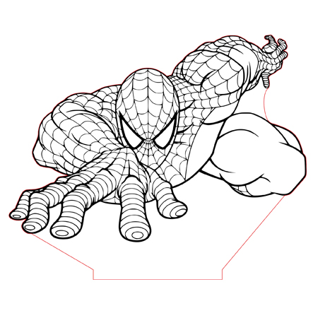 450x450 Spiderman Illusion Lamp Plan Vector For Cnc