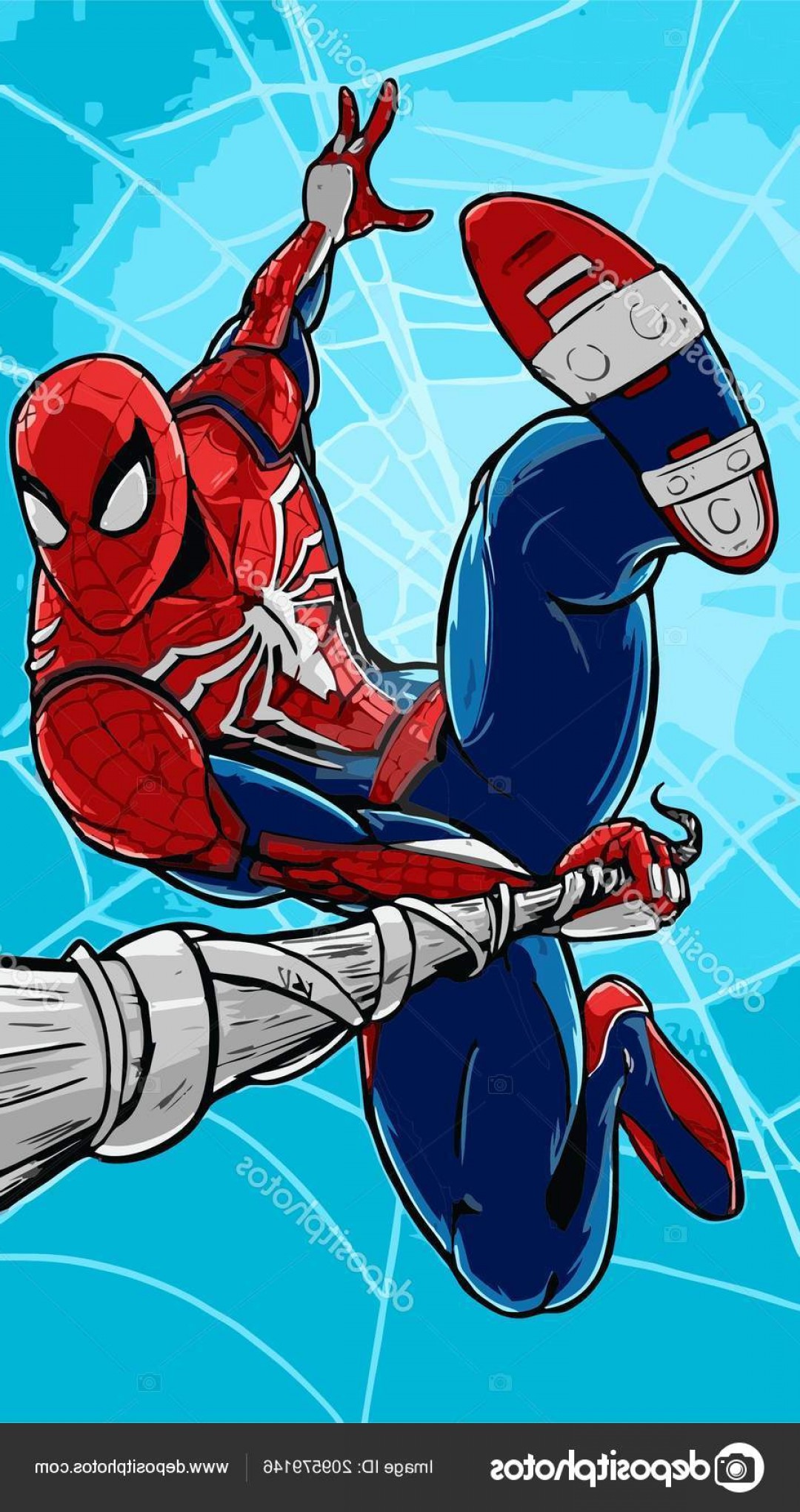 1080x2040 Stock Illustration Flying Jump Spider Man Vector Handandbeak