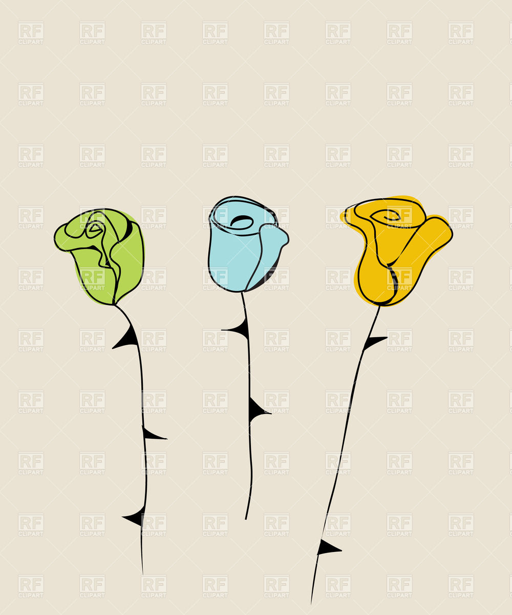 1000x1200 Three Hand Drawn Roses With Spikes Vector Image Of Plants