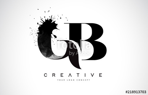 500x322 Gb G B Letter Logo Design With Black Ink Watercolor Splash Spill