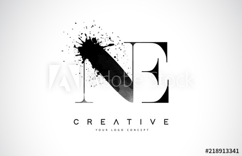 500x322 Ne N E Letter Logo Design With Black Ink Watercolor Splash Spill