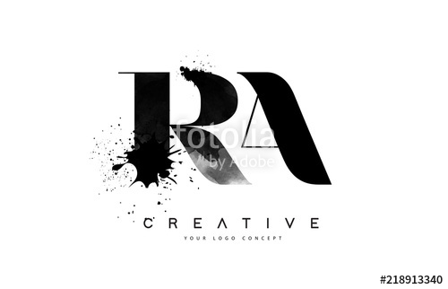 500x322 Ra R A Letter Logo Design With Black Ink Watercolor Splash Spill