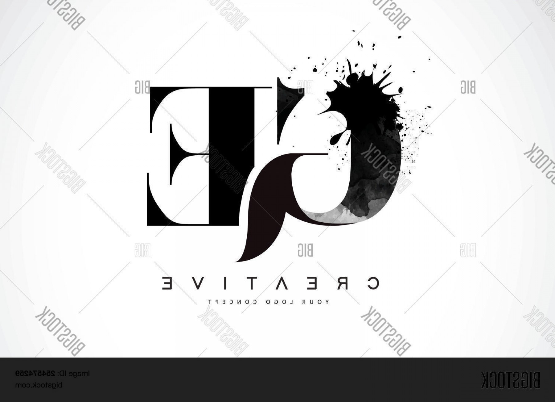 1800x1302 Stock Vector Ge G E Letter Logo Design With Black Ink Watercolor
