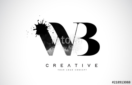 500x322 Wb W B Letter Logo Design With Black Ink Watercolor Splash Spill