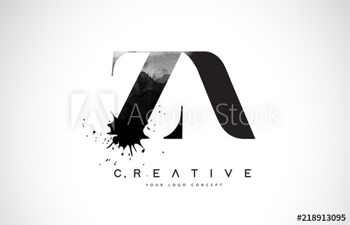 500x322 Za Z A Letter Logo Design With Black Ink Watercolor Splash Spill