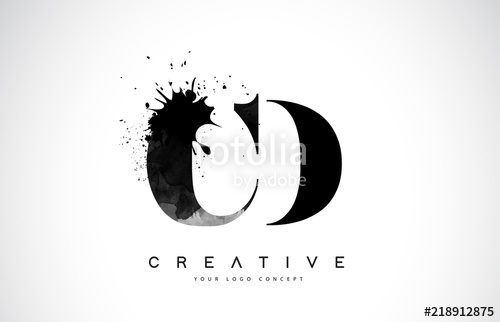 500x322 Cd C D Letter Logo Design With Black Ink Watercolor Splash Spill