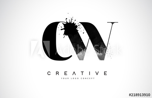 500x322 Cw C W Letter Logo Design With Black Ink Watercolor Splash Spill